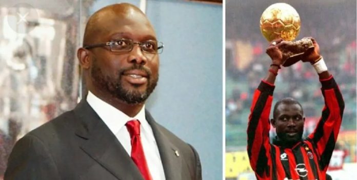 L'ancien international libÃ©rien et prÃ©sident de la RÃ©publique, George Weah